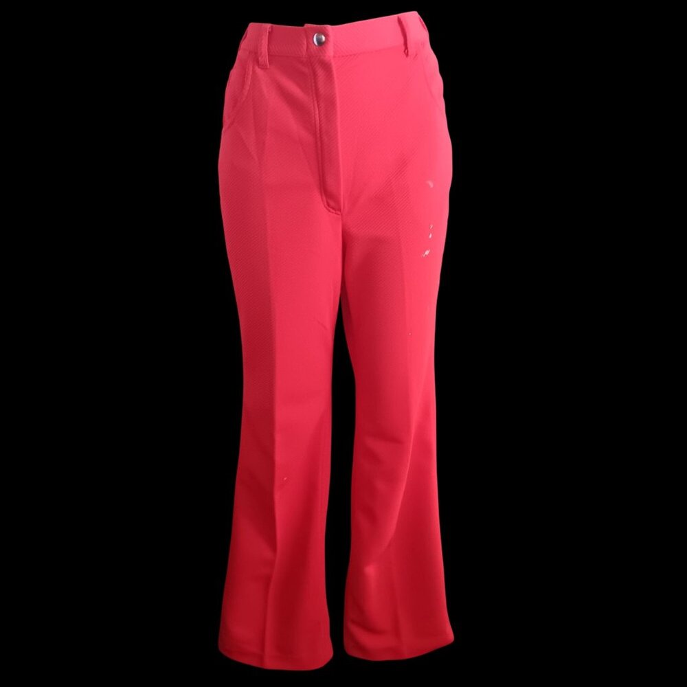 True Vintage Women's Pants 12 28x30 Sears Red High-Waisted Bellbottm Polyester